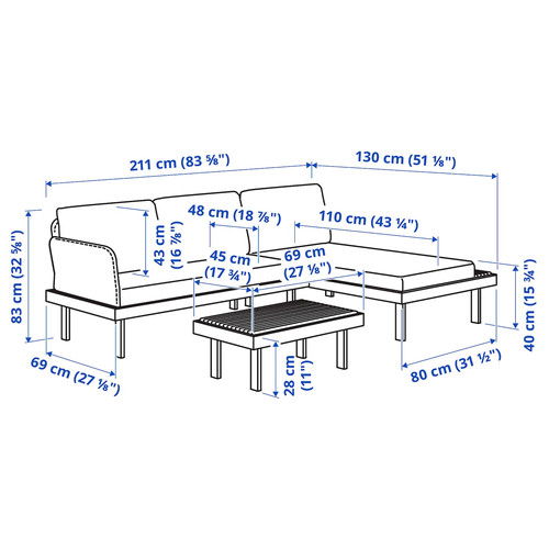 REVSKÄR 3-seat conversation set, outdoor anthracite/Frösön/Duvholmen dark grey