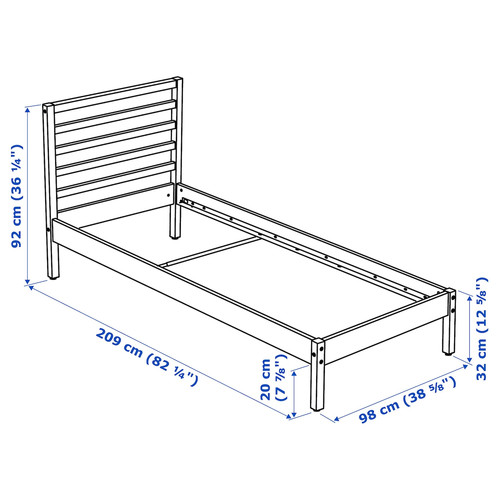 TARVA Bed frame, white stained/Luröy, 90x200 cm