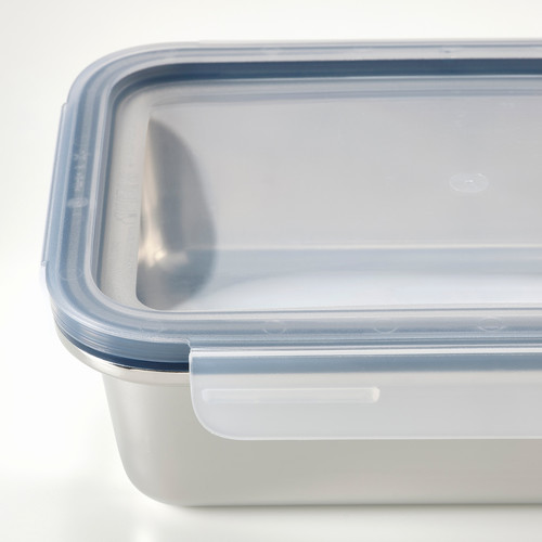 IKEA 365+ Food container with lid, rectangular stainless steel/plastic, 1.0 l