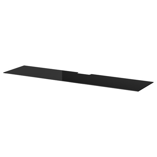 BESTÅ Top panel for TV for TV, glass black, 180x40 cm