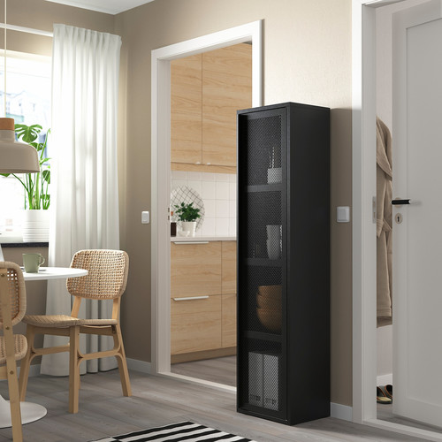 IVAR Cabinet with door, black mesh, 40x160 cm