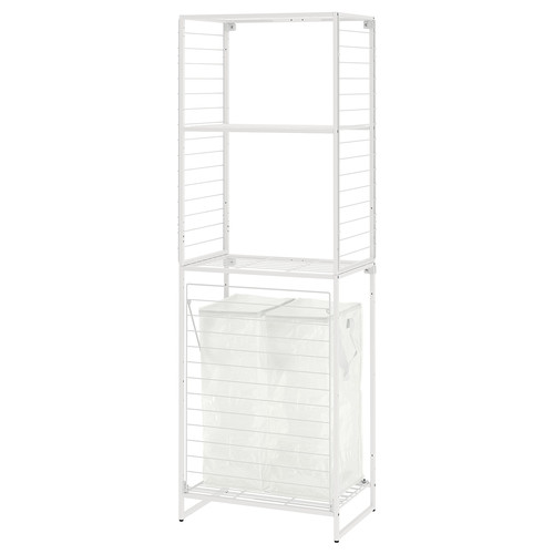 JOSTEIN Shelving unit with bags+grid, in/outdoor wire/transparent white, 62x40/76x180 cm