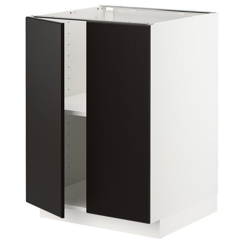 METOD Base cabinet with shelves/2 doors, white/Kungsbacka anthracite, 60x60 cm