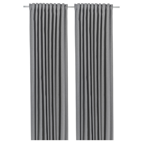 BLÅHUVA Room darkening curtains, 1 pair, light grey, 145x300 cm