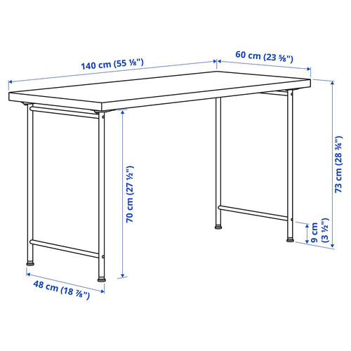 LAGKAPTEN / SPÄND Desk, white/anthracite, 140x60 cm