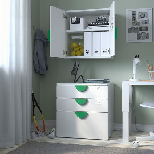 SMÅSTAD Wall cabinet, white light green/with 1 shelf, 60x32x60 cm