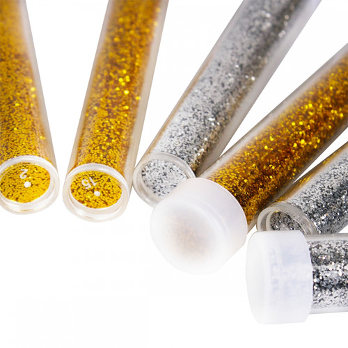 Glitter Powder 6 x 4g, gold & silver