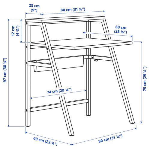 MITTPLAN Desk, white, 80x60 cm