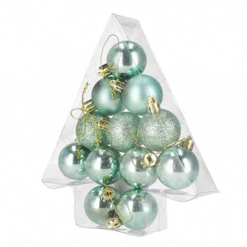 Christmas Baubles Set 4cm 12pcs, green