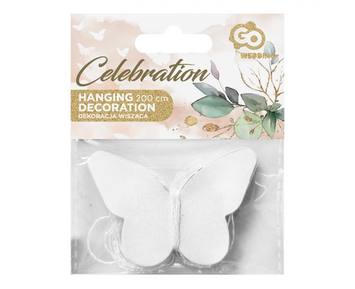 Hanging Decoration Celebration Butterflies 7.5cm 200cm, white