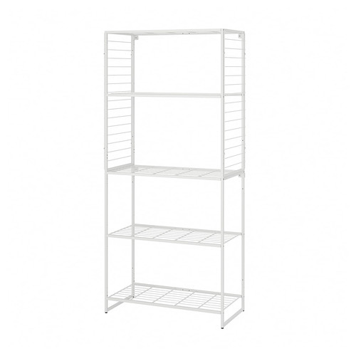 JOSTEIN Shelving unit with grid, in/outdoor/wire white, 82x40x180 cm