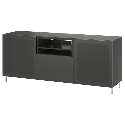 BESTÅ TV bench with drawers, dark grey Lappviken/Mörtviken dark grey, 180x42x74 cm