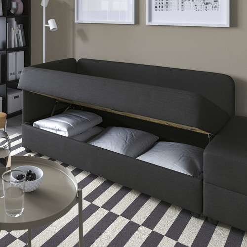 LINDÅKRA 2-seat sofa-bed, Vissle dark grey