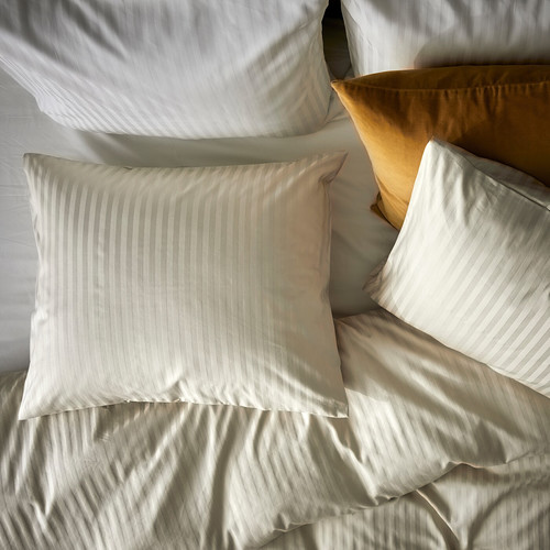 NATTJASMIN Quilt cover and pillowcase, light beige, 150x200/50x60 cm