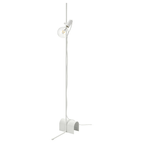 HÅRSLINGA / LUNNOM Floor lamp with light bulb, white/clear glass