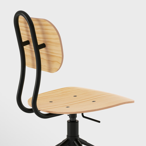 KULLABERG Swivel chair, pine, black