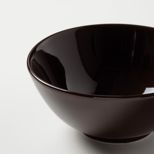 FÄRGKLAR Bowl, glossy brown, 12 cm, 4 pack