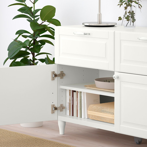 BESTÅ Storage combination w doors/drawers, white, Smeviken/Kabbarp white, 120x42x74 cm