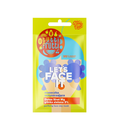 FARMONA TUTTI FRUTTI Let's Face It Cleansing Mask With Green Clay 3% + Detox Shot Mg 96% Natural Vegan 7g