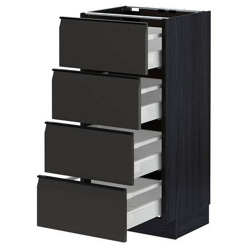 METOD / MAXIMERA Base cab 4 frnts/4 drawers, black/Upplöv matt anthracite, 40x37 cm