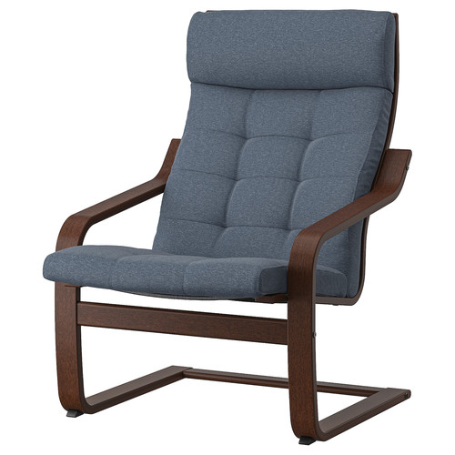 POÄNG Armchair, brown/Gunnared blue