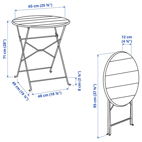 SUNDSÖ Table and 2 folding chairs, outdoor off-white/off-white, 65 cm