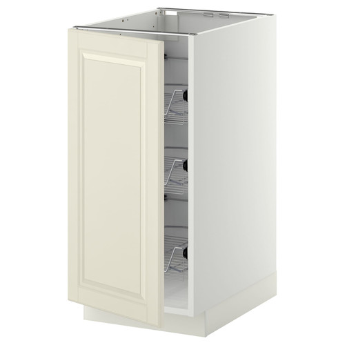 METOD Base cabinet with wire baskets, white/Bodbyn off-white, 40x60 cm