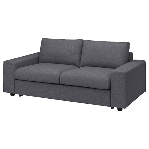 VIMLE Cover for 2-seat sofa-bed, with wide armrests/Gunnared medium grey