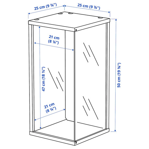 BRÄNNBOLL Wall-mounted display cabinet, bright blue, 50x25x25 cm