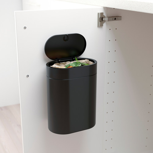 BROGRUND Touch top bin, black, 4 l