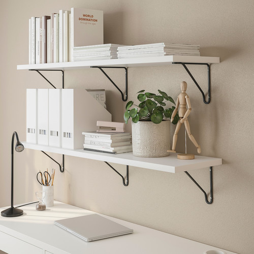 BERGSHULT / FÖRLÄGGARE Wall shelf, black/white, 120x30 cm