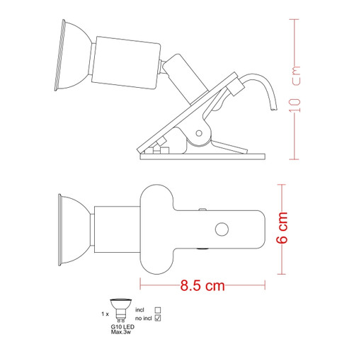 Clip Lamp LED Saha 1 x 3 W GU10, white