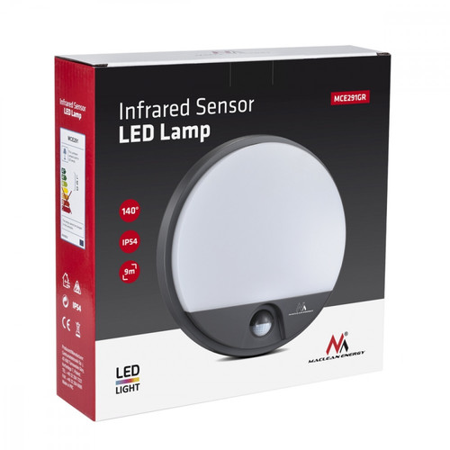 MacLean LED Lamp Infrated Motion Sensor 15W MCE291 GR