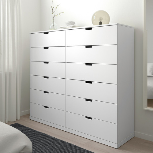 NORDLI Chest of 12 drawers, white, 160x145 cm