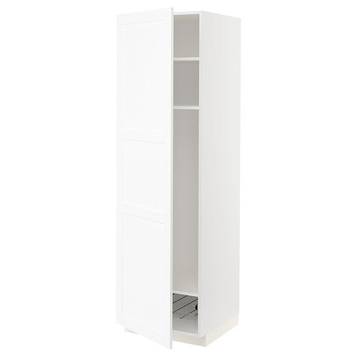 METOD High cabinet w shelves/wire basket, white Enköping/white wood effect, 60x60x200 cm