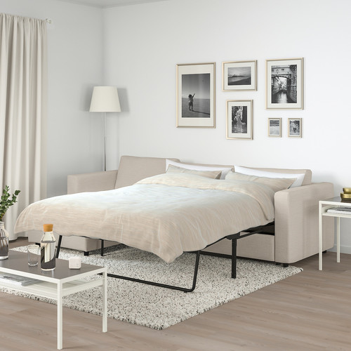 VIMLE 3-seat sofa-bed with chaise longue, Gunnared beige