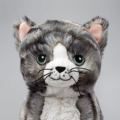 LILLEPLUTT Soft toy, cat grey, white