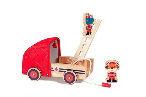 LILLIPUTIENS Wooden fire truck with retractable hose, ladder and bell Rhino Marius 2+