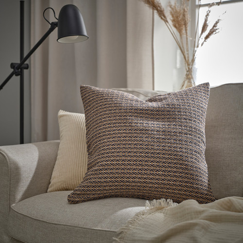 MOROTSMOTT Cushion cover, grey-beige/anthracite, 50x50 cm