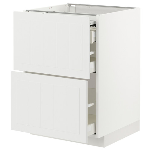 METOD / MAXIMERA Bc w pull-out work surface/3drw, white/Stensund white, 60x60 cm