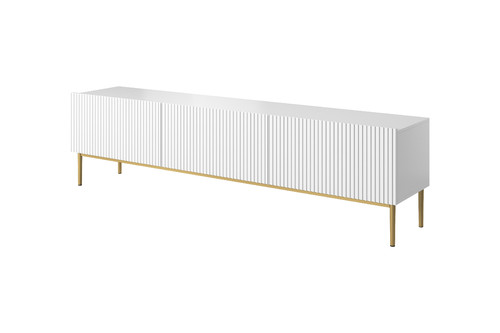 TV Cabinet Nicole 200cm, matt white, gold legs