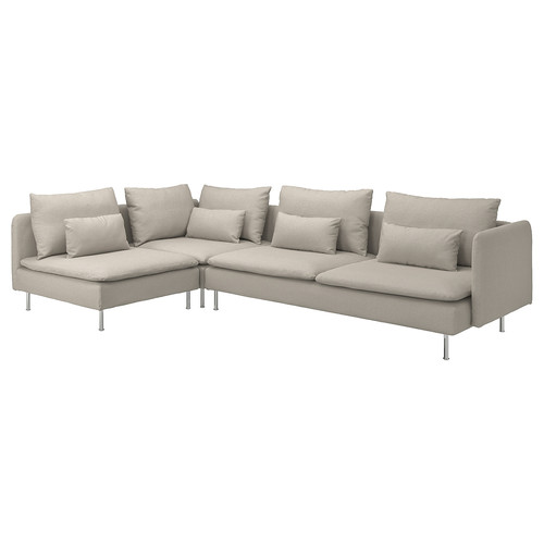 SÖDERHAMN Corner sofa, 4-seat, with open end/Fridtuna light beige