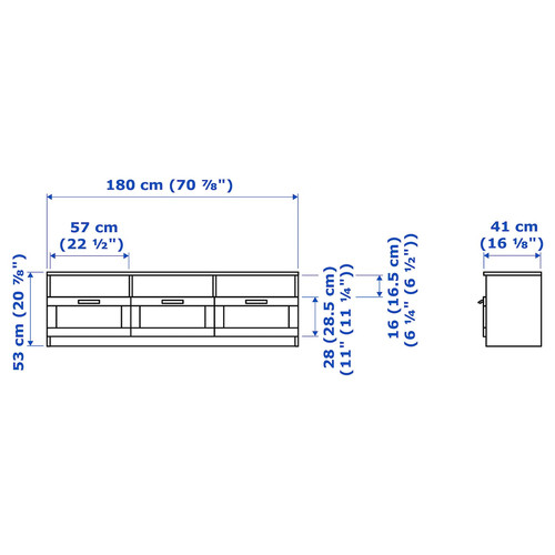 BILLY / BRIMNES TV storage combination, white, 340x41x202 cm