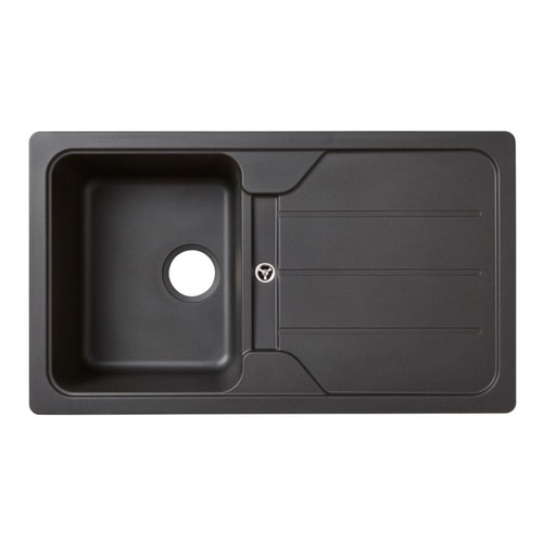 Cooke&Lewis Granite Kitchen Sink Arber 1 Bowl with Drainer, black