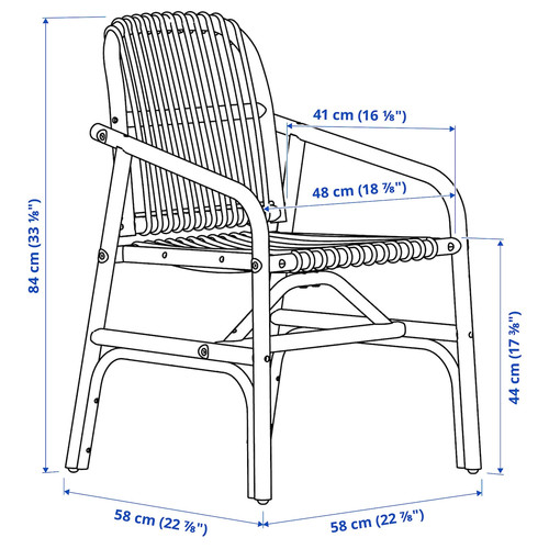 SALNÖ / GRYTTOM Chair with cushion, armrests rattan/Gransel natural