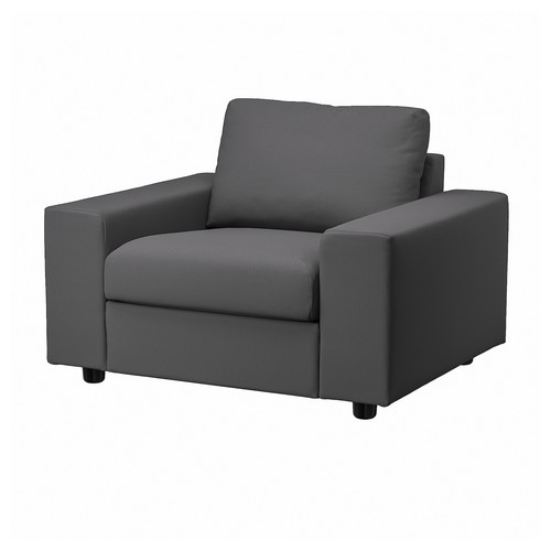 VIMLE Armchair, with wide armrests/Hallarp grey