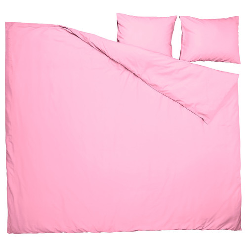 PILTANDVINGE Duvet cover and 2 pillowcases, light pink, 200x200/50x60 cm