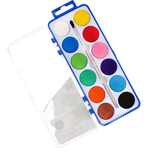 Water Colour Water Paint Set 12 Colours Cuties Kitty