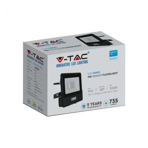 V-TAC Floodlight 10W 6500K 735lm, black