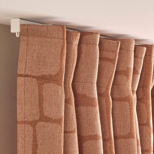 LÖNNSTÄVMAL Block-out curtains, 1 pair, light red-brown, 145x300 cm